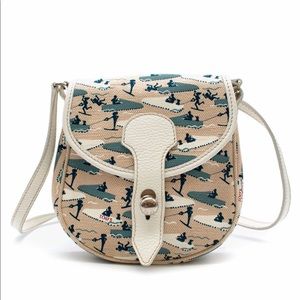 Tod’s Beige Water Ski Print Canvas Crossbody Bag